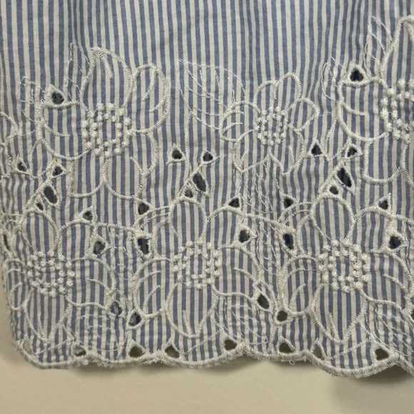 Soma 100% Cotton Embroidered Sleep Dress Striped Size M Cottage Core Floral - Picture 3 of 9